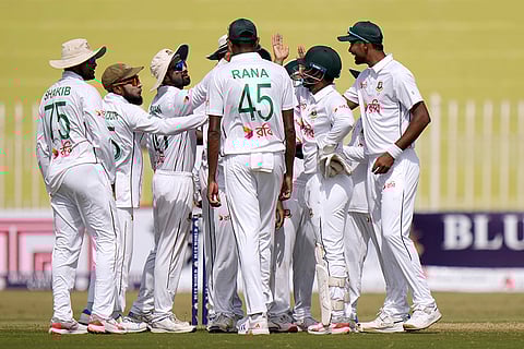 Pakistan vs Bangladesh 1st Test Day 2: Bangladesh's players celebrate wicket of Saud Shakeel